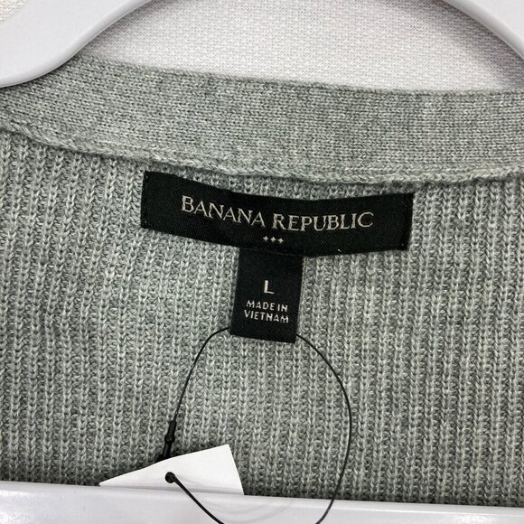 New Banana Republic Gray Rib Knit Wrap Pullover Sweater size Large - Picture 2 of 10